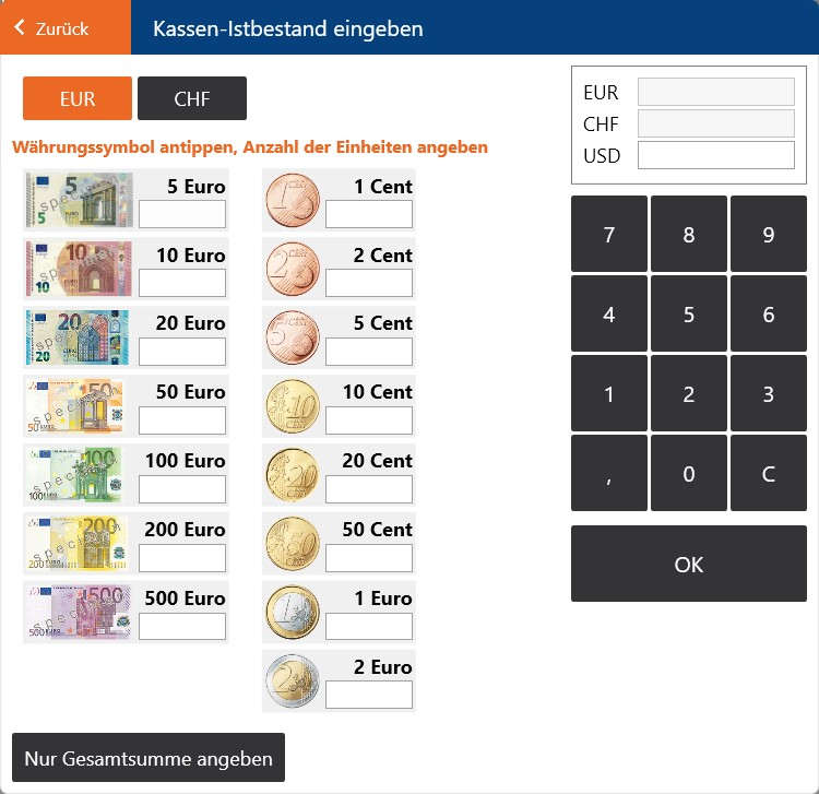 Bedienerabrechnung_Kassen-Ist-Bestand_eingeben