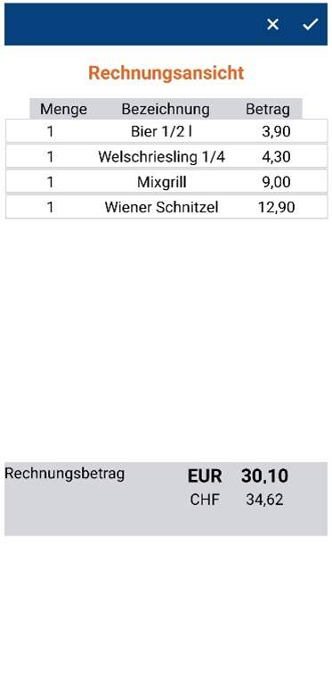 Geste Rechnungsansicht