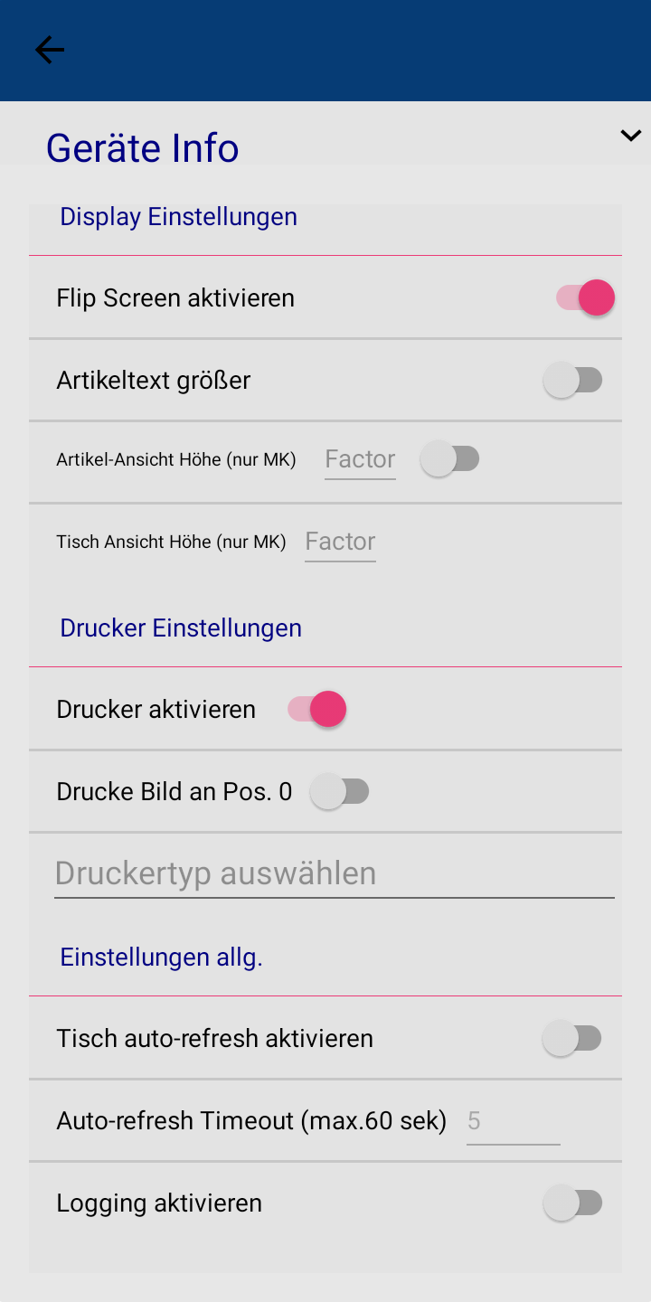 MobileKasse Settings