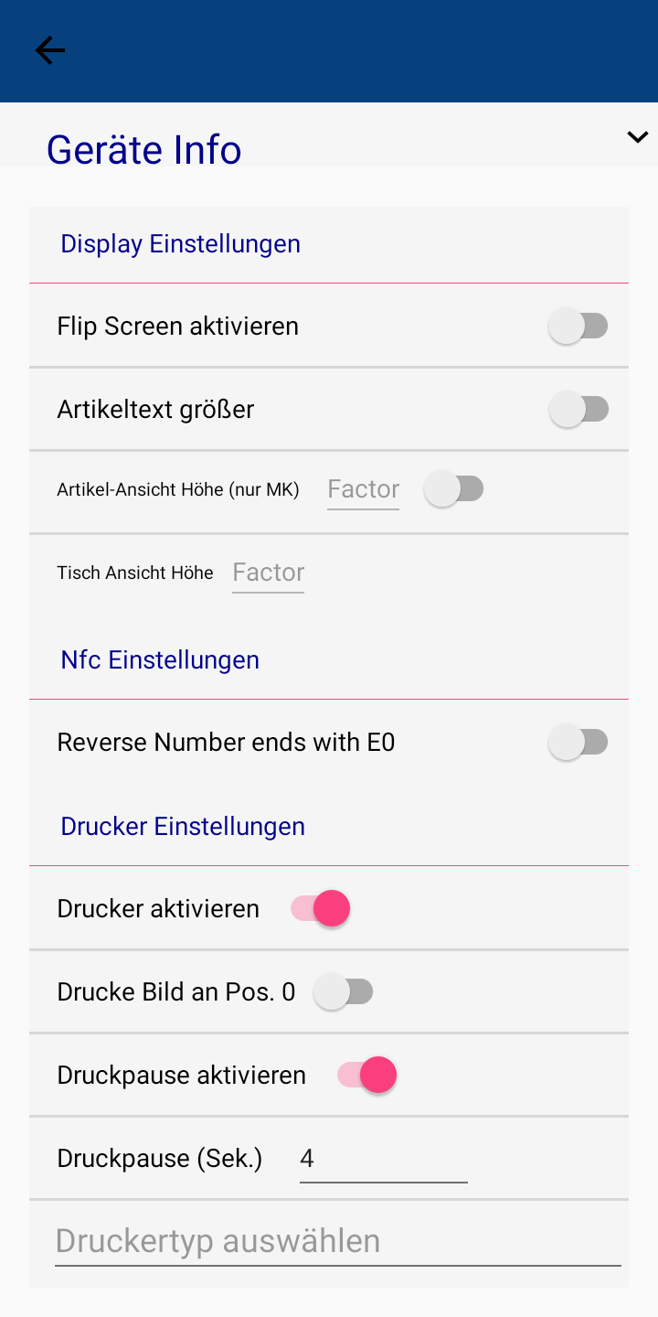 MobileKasse Settings