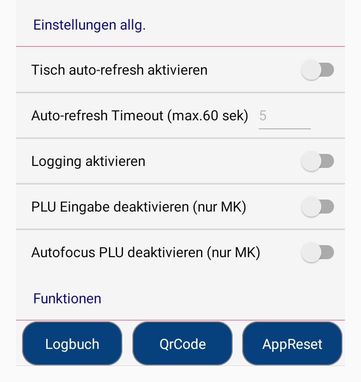 MobileKasse Settings