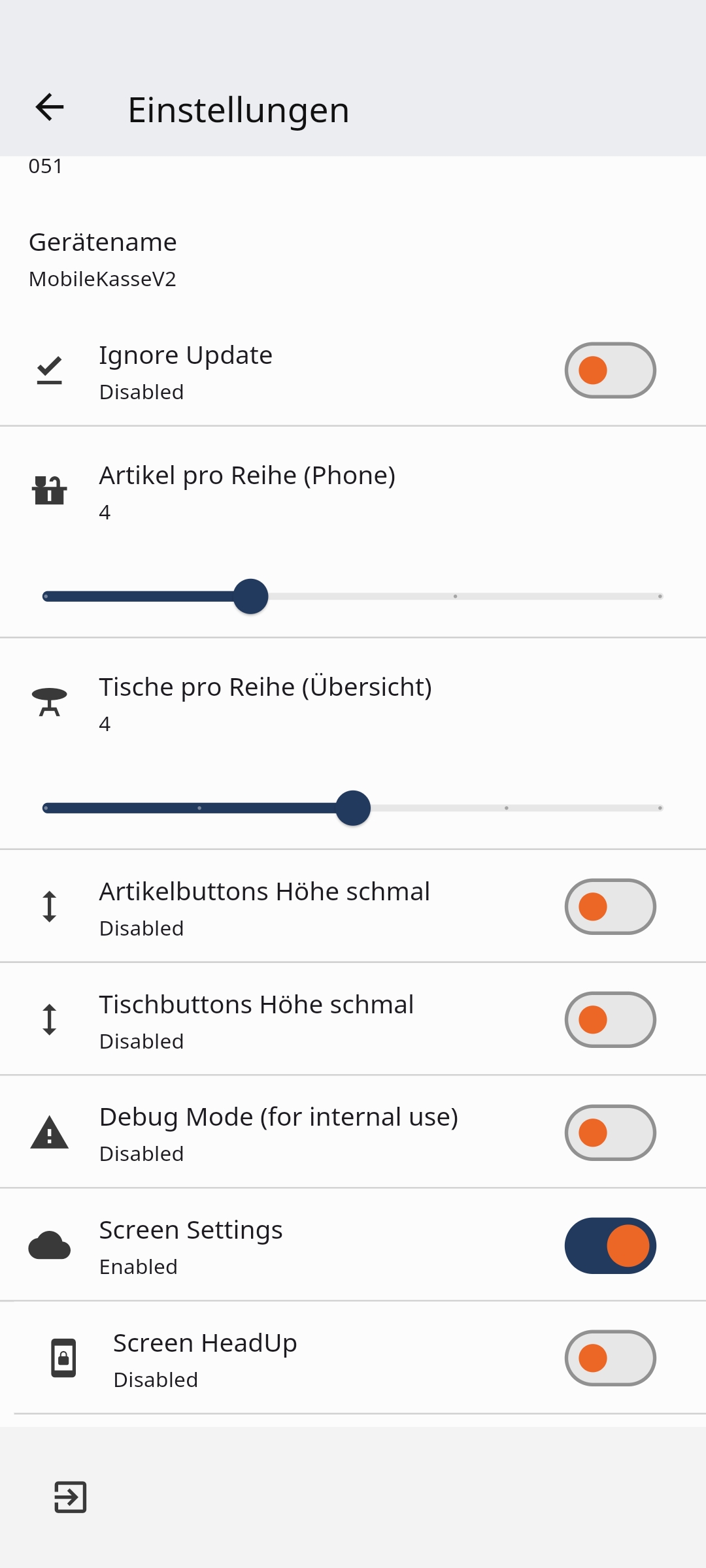 MobileKasse Settings