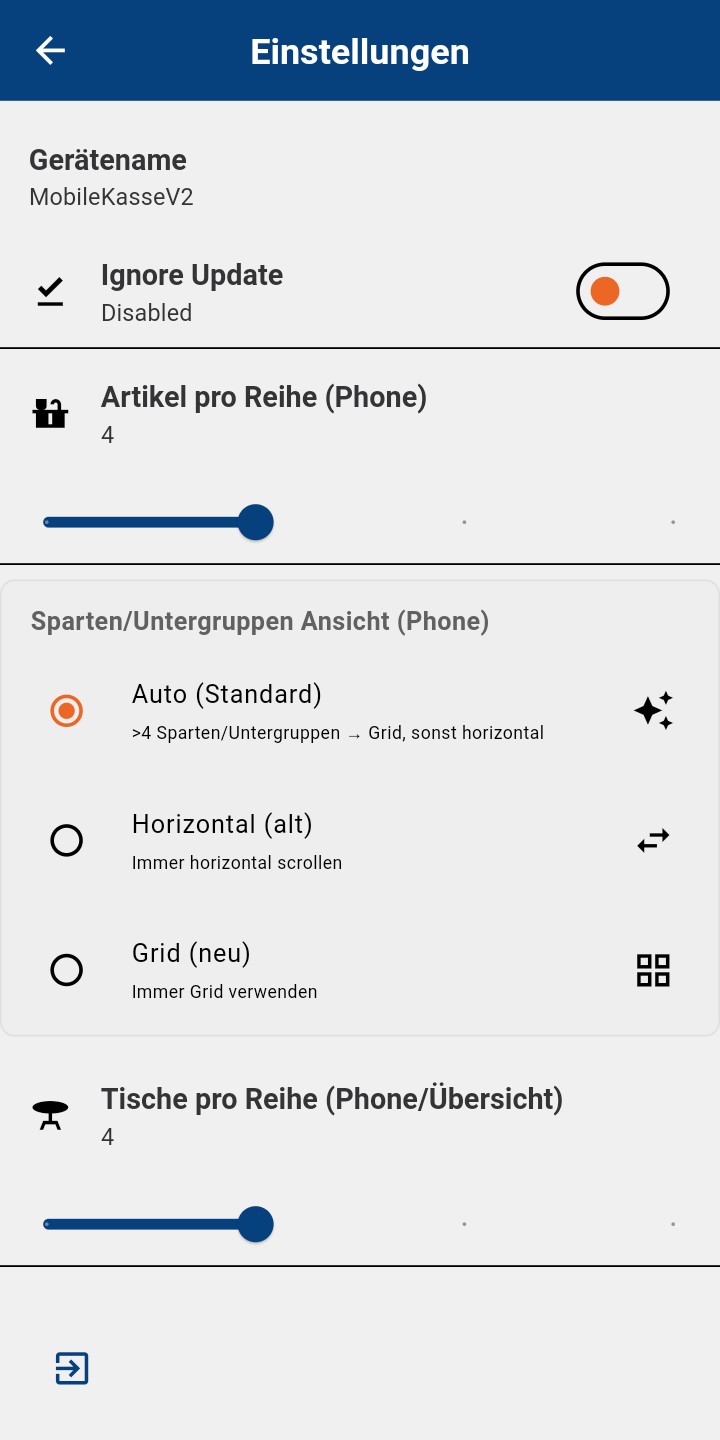 MobileKasse Settings