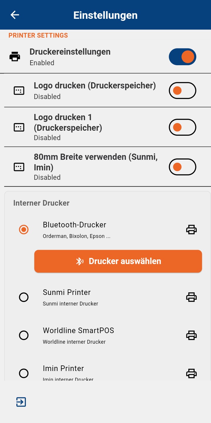 MobileKasse Settings