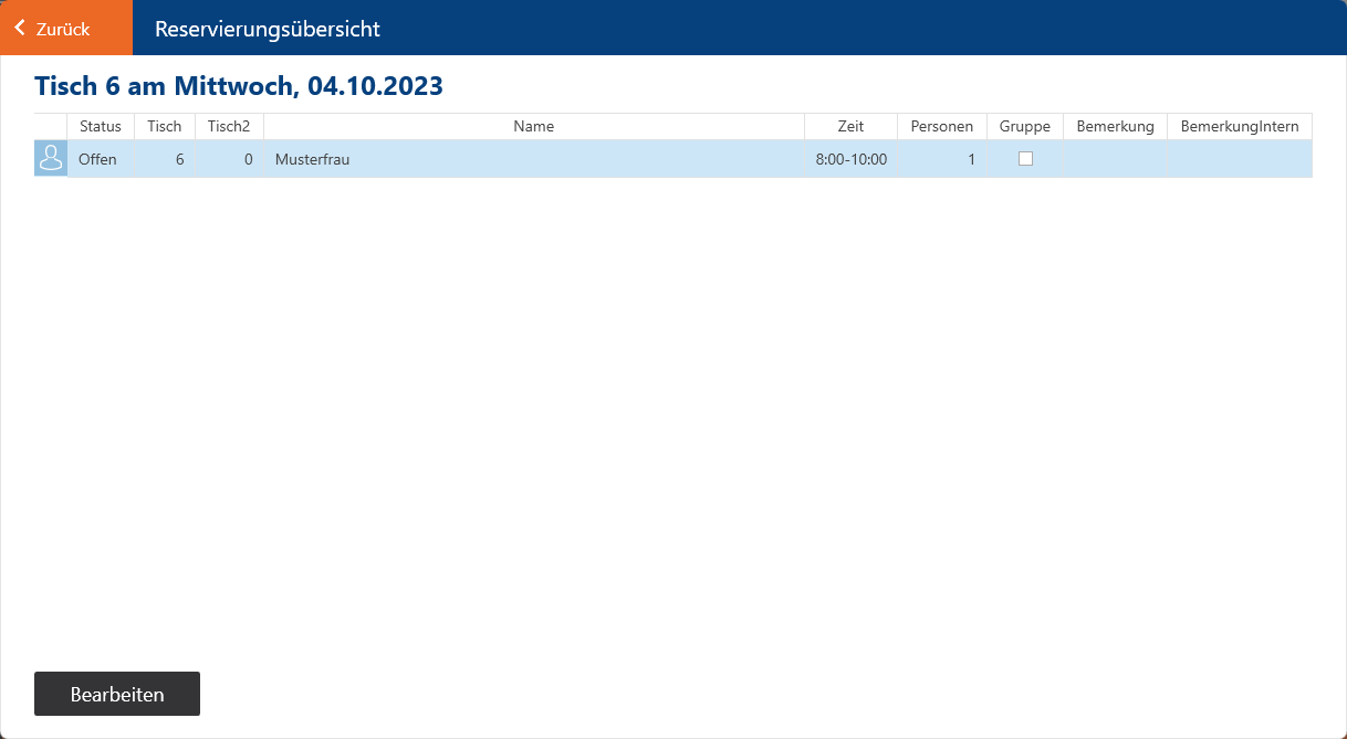 Tischreservierung_Reservierungs-Übersicht
