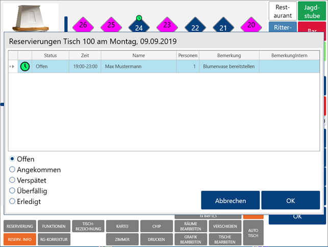 Tischreservierung_Reservierungs-Übersicht