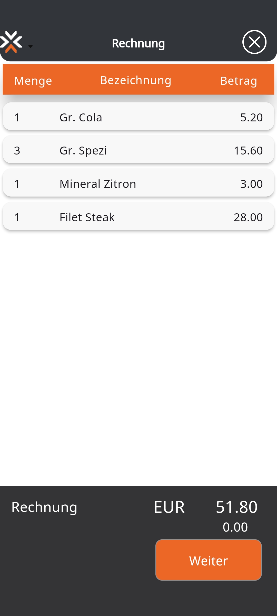 Geste Rechungsansicht