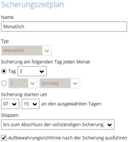 Sicherungszeitplan Monatlich